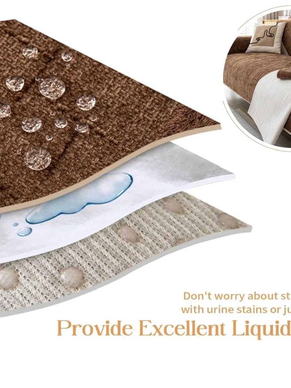 Brown Chenille Waterproof Washable Pet Sofa Cover for Dogs - Durable